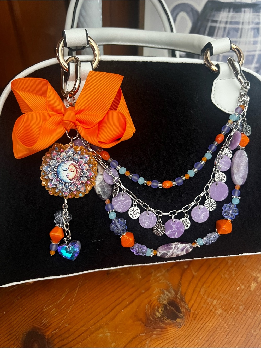 Purple & Orange Sun Charm Bag Pendant